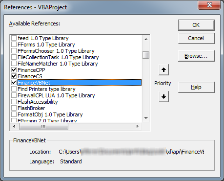 VBA with .Net: select references