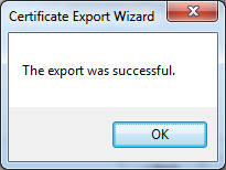 Certificate export successful